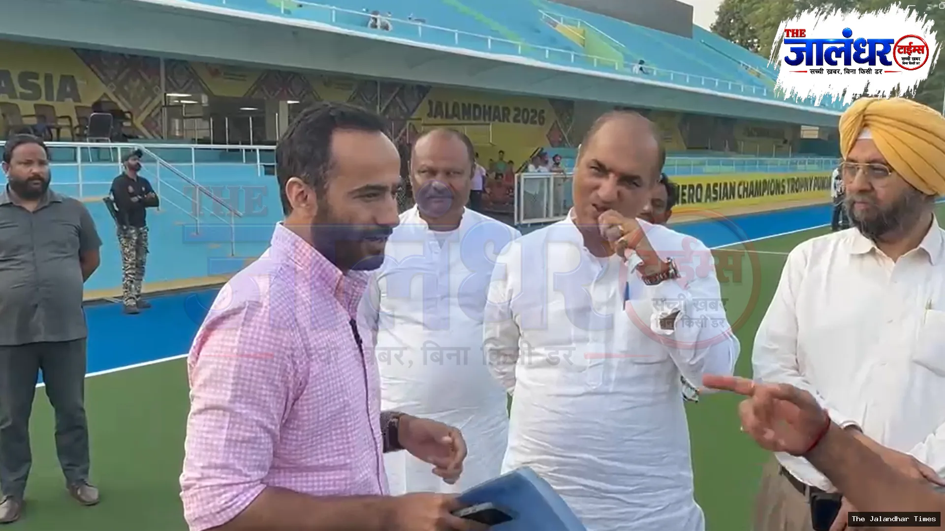 Former Punjab Sports Minister Meet Hayer reviews Asian Champions Trophy preparations at Surjit Singh Hockey Stadium in Jalandhar