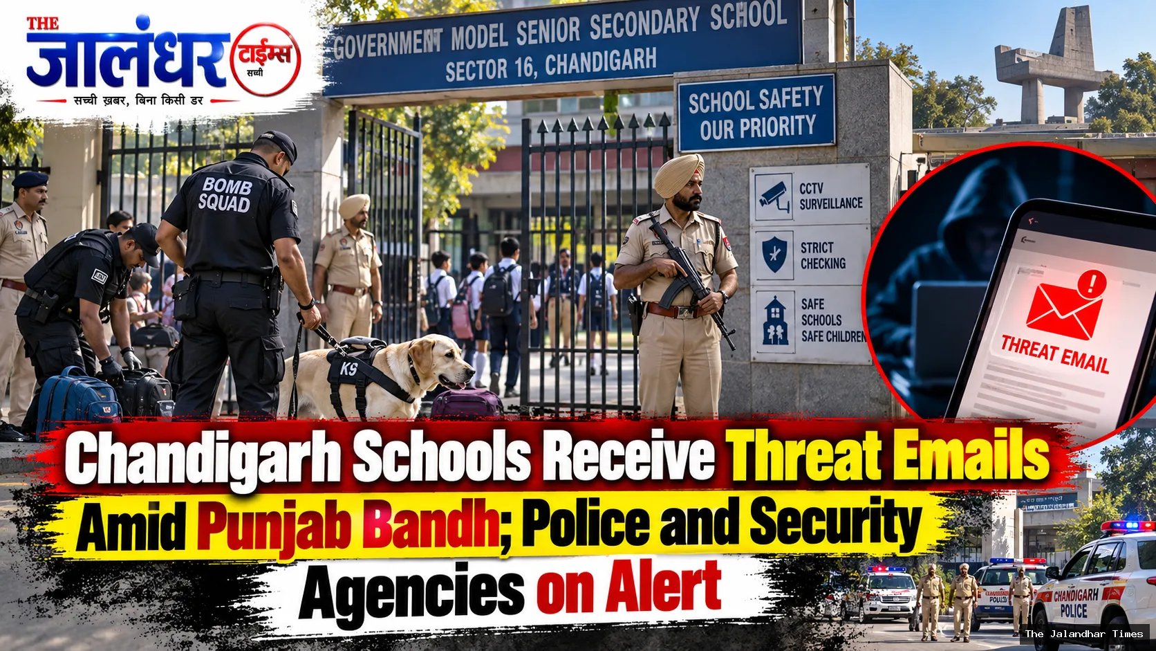 Chandigarh Schools Receive Threat Emails Amid Punjab Bandh; Police and Security Agencies on Alert