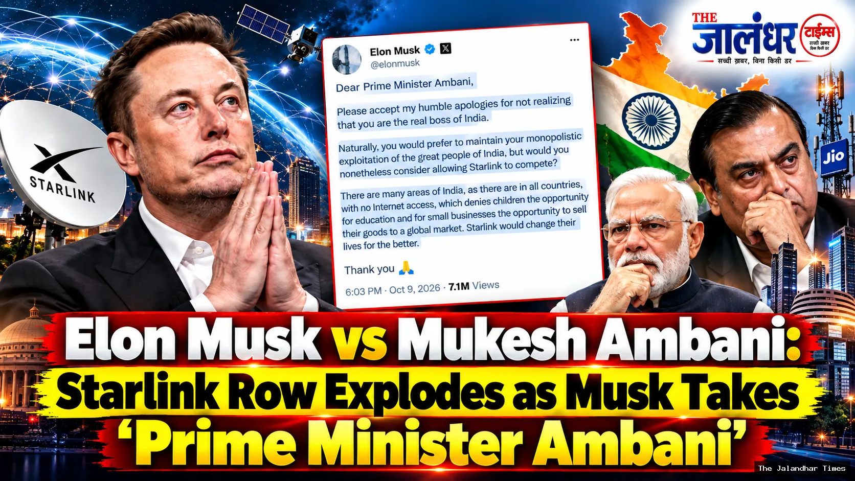 Elon Musk targets Mukesh Ambani as Starlink India launch controversy intensifies