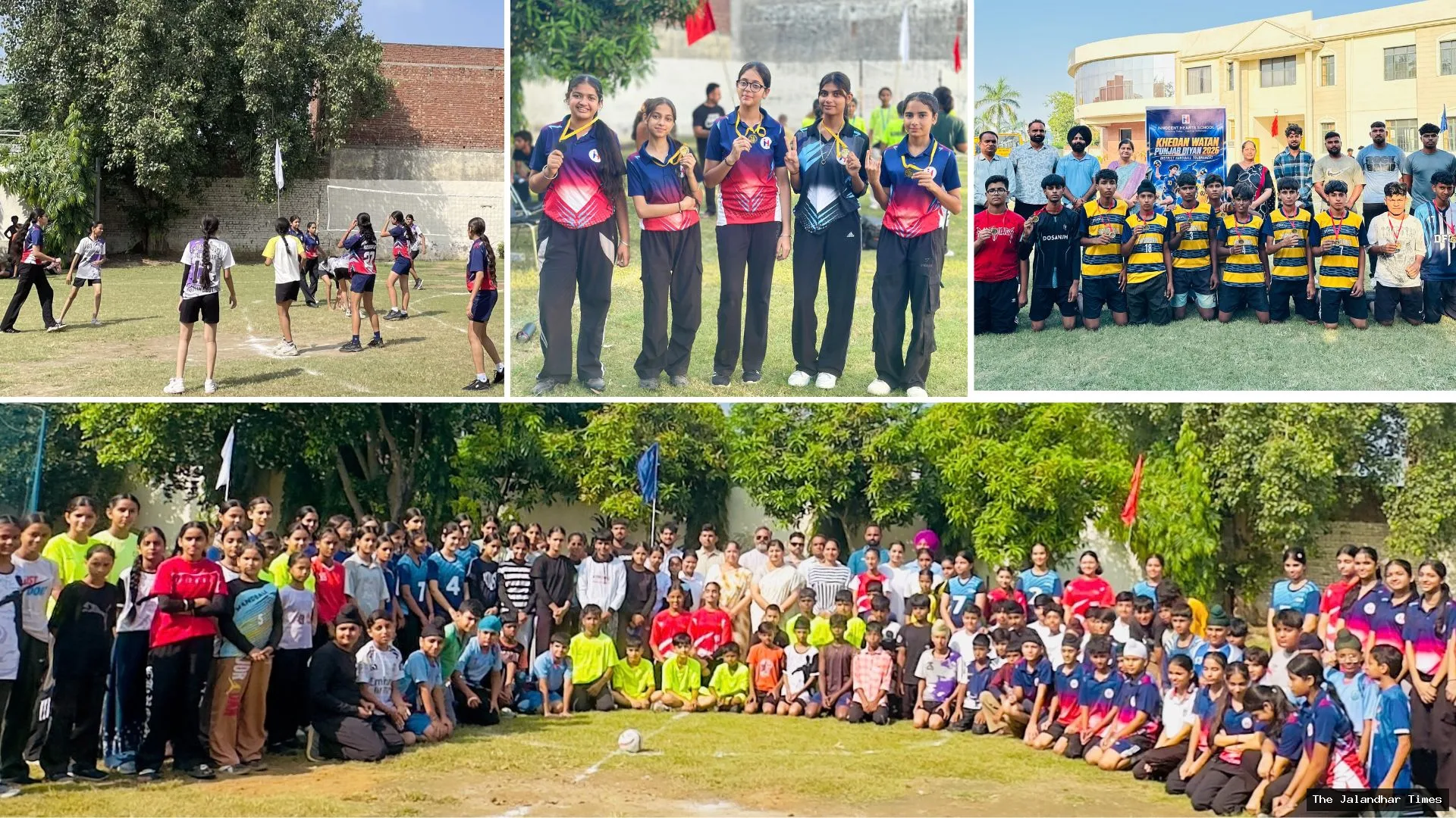 Players participate in the District-Level Handball Championship at Innocent Hearts School Noorpur under Khedan Watan Punjab Dian
