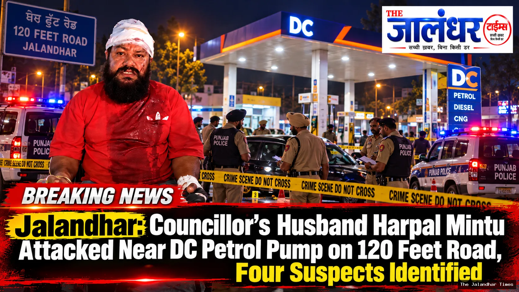 Councillor’s husband Harpal Mintu attacked near DC Petrol Pump on 120 Feet Road in Jalandhar