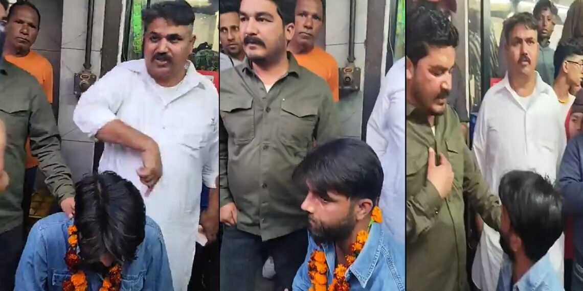 Jalandhar theft accused caught and garlanded by locals viral video
