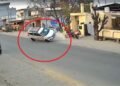 Jalandhar road accident taxi hit electric pole on Phillaur Nurmahal Road CCTV video