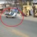 Jalandhar road accident taxi hit electric pole on Phillaur Nurmahal Road CCTV video