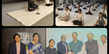 Innocent Hearts Group yoga session under Disha initiative for mental well-being students ESIC 75th anniversary
